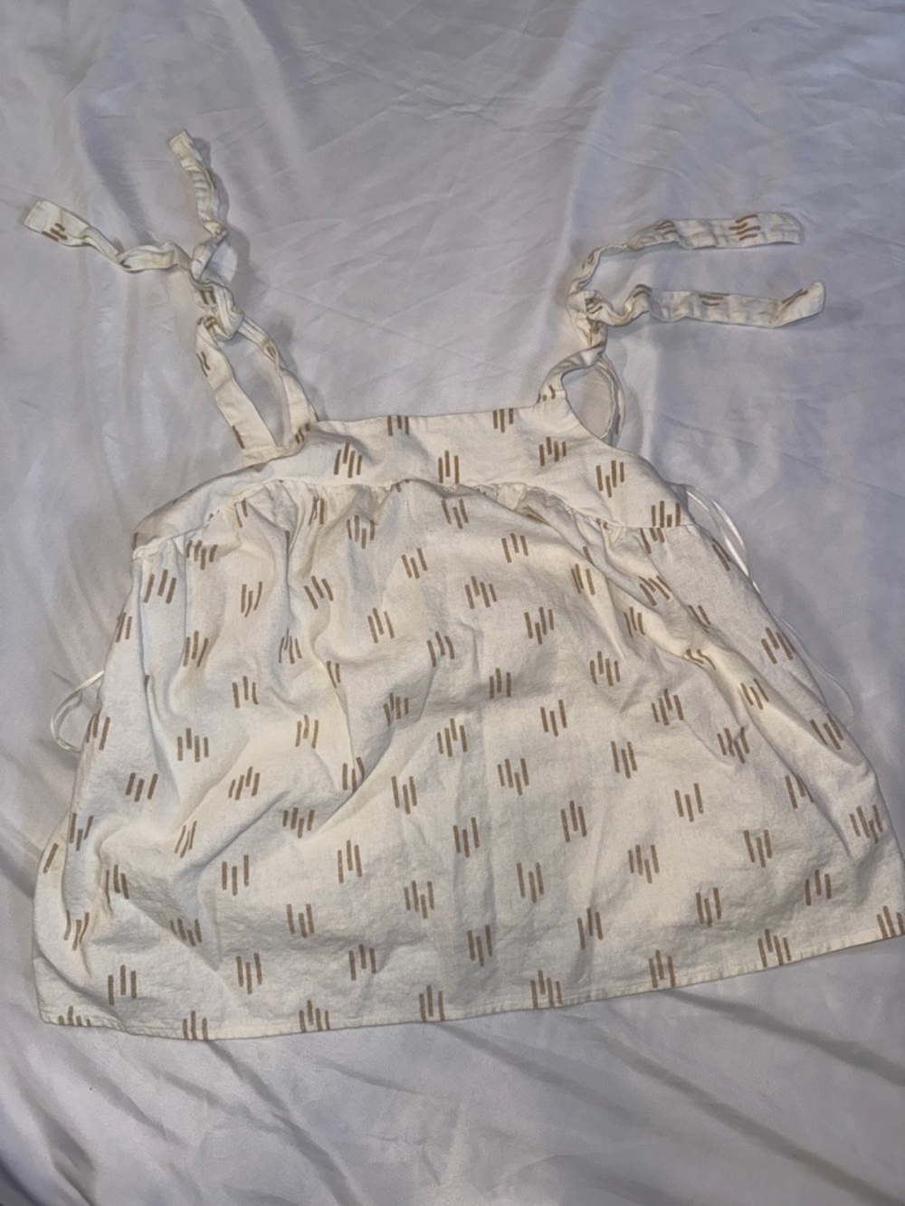 Bohemian Sonoma Cream Tie-Shoulder Cami with Tan Geometric Print